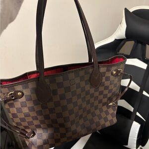Louis Vuitton Brown and Red Checkered Tote